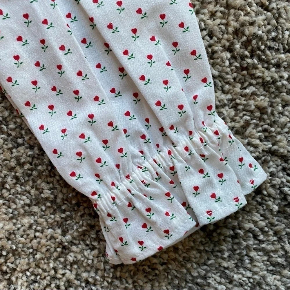 Vintage Cottagecore Handmade Floral Long Sleeve Top Sz 5T